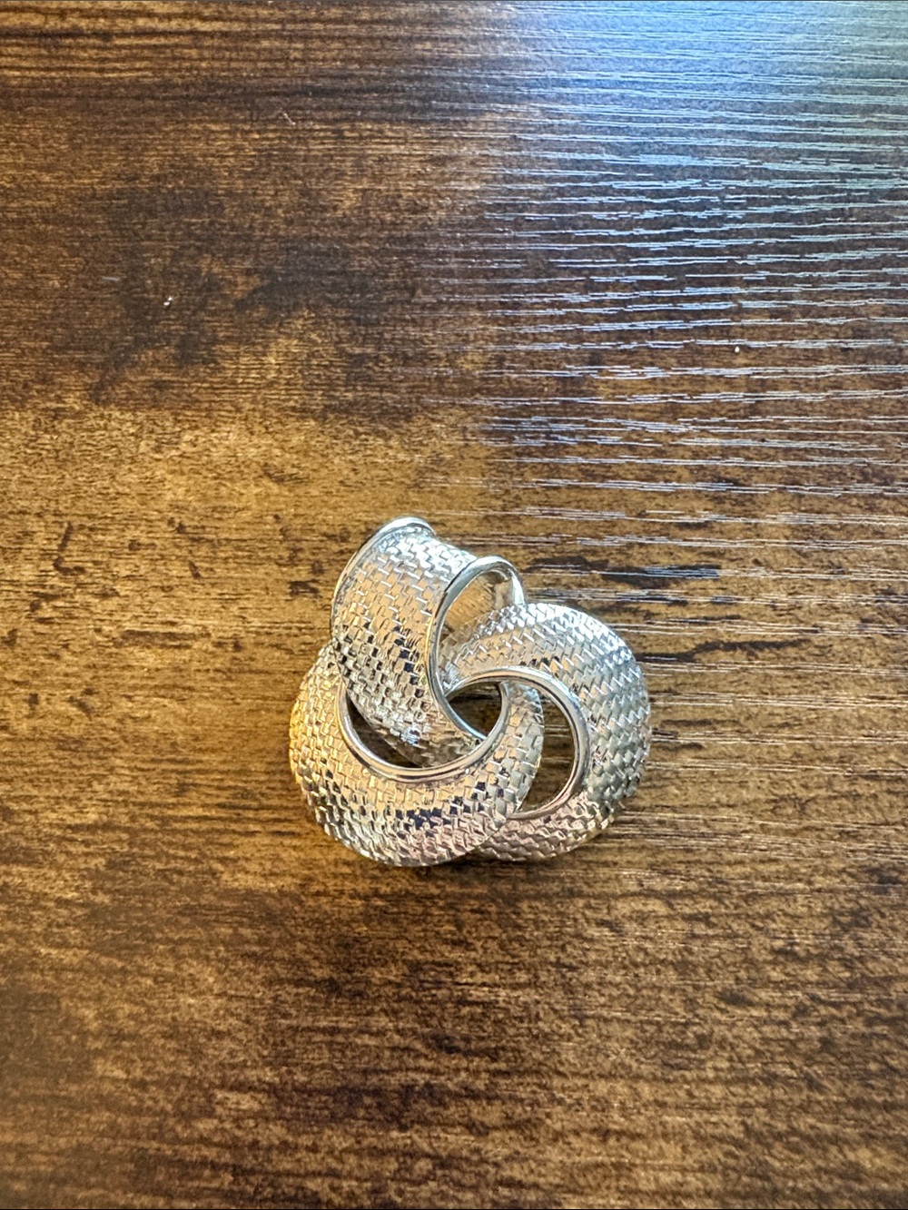 Textured Silver Twist Brooch